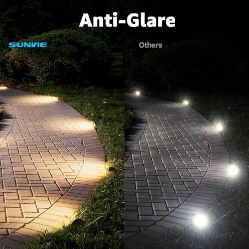 SUNVIE 5W Low Voltage Landscape Lighting Anti-Glare Outdoor In-Ground Lights 3000K Well Lights Low Voltage with Wire Connectors Waterproof LED Landscape Lighting for Pathway Garden, 12 Pack - Image 4