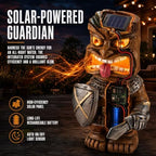 Solar Tiki Statue, Warrior with Sword & Shield, LED Eyes Outdoor Tiki Decor - Image 7