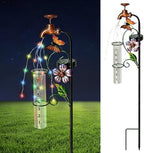 37in Solar Butterfly Rain Gauge Copper Faucet Metal Garden Stake Decor by YNGFIL