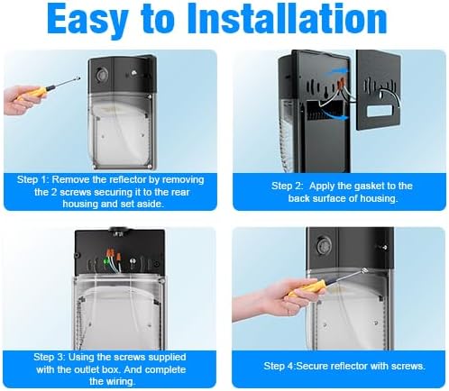 30W LED Wall Pack Light, Dusk to Dawn Outdoor Lighting Sensor, 3600LM, 5000K, LED Outdoor Wall Lights, 120Vac IP65 Waterproof Security Flood Light for Commercial, Porch, Garage, Garden, 6 Pack - Image 4