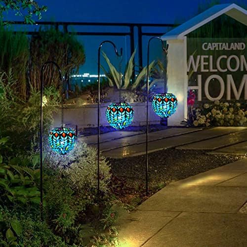 VCUTEKA Hanging Solar Lanterns, Colorful Mosaic Solar Lights Garden Decor - Image 2