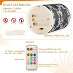 Vintage Black Lace with Flowers Flameless Candles with Remote Control Candles with Timer Waterproof Electronic Lights Glitter Led for Night Battery Operated Pillar 2-Piecing Set - Image 4