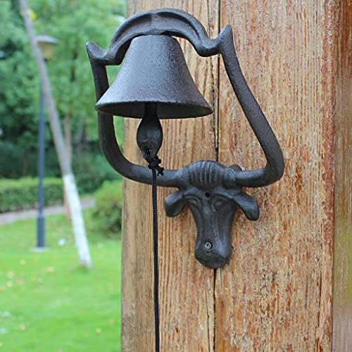 Heavy Cast Iron Dinner Bell, Antique Vintage Style Doorbell,Farmhouse Manually Shaking Hanging Door Bell for Outdoor Garden Patio Liberty Farm Church School - Image 4