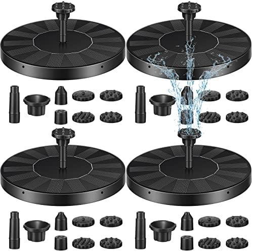 4 Pack Solar Bird Bath Fountain Pump with 6 Nozzle Water Floating Solar Fountain Panel Powered Bird Bath for Pond Garden Fish Tank Pool (6.3 Inch) by Kittmip
