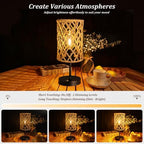 Rechargeable Outdoor Patio Table Lamps, Set of 2 Cordless Battery Operated Portable Boho Rattan Table Lights, for Covered Porch Balcony Garden Decor (Beige) - Image 4