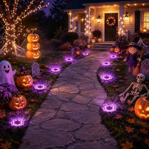 SOLPEX Halloween Solar Lights Outdoor, Halloween Decorations 10 Pack Purple by Solpex