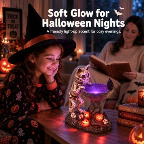 Nacome Solar Skull Cat Statues for Halloween Decor: IP65 Waterproof Resin - Image 6