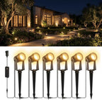 ZYAN Landscape Spotlights, Dimmable, Timer, Auto On Off, Low Voltage, Plug and Play, IP65 Waterproof, 2700K Warm White, for Garden Yard Pathway (6 Pack) by ZYAN