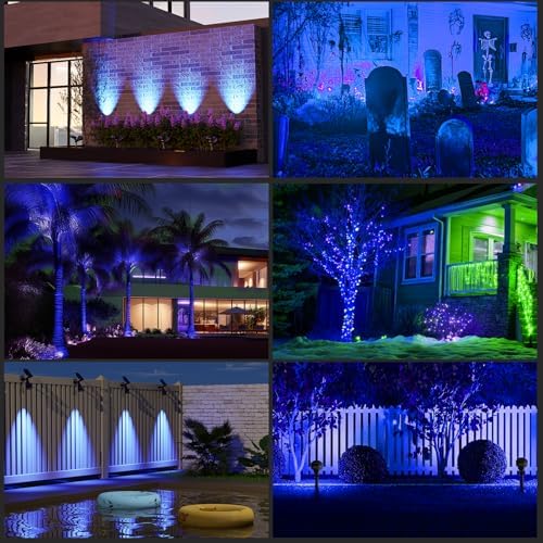 T-SUN Blue Solar Spot Lights Outdoor Waterproof, Solar Spotlights, 2 Pack - Image 2