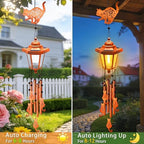 Cat Solar Wind Chimes for Outside, Birthday Gifts for Mom Women Grandma Mother's Day Memorial, 34-Inch Windchimes with Wind Spinner, Outdoor Hanging Solar Lights Waterproof Garden Decor Yard, 2 Pack - Image 3