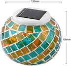 Solar Outdoor Table Lamp, Solar Powered Mosaic Glass Ball Garden Lights Waterproof Color Changing Mood Night Lights (K) - Image 6