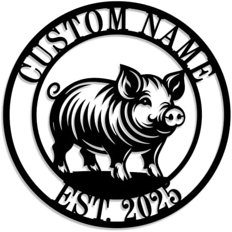 Personalized Pig Metal Wall Sign，Custom Pig Metal Wall Art，Pig Decor，Pig Farm Metal Sign，Gifts for Pig Lovers by HZDSMSIGN