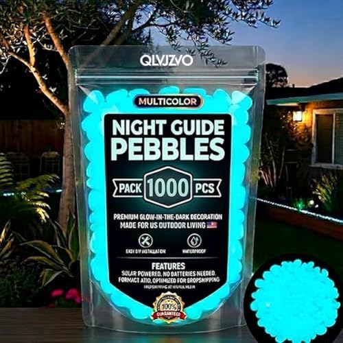 2026 Colorful Glow-in-the-Dark Garden Stones Night Guide Luminous Pebbles for Outdoor Garden Landscaping Fish Tank Aquarium Decorations Stepping Rocks Outdoor Decor(1000pcs Blue) by Unknown