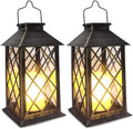 2 Pack 14'' Durable Tempered Glass Solar Lanterns Outdoor Waterproof by SHYMERY