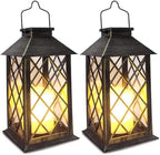 2 Pack 14'' Durable Tempered Glass Solar Lanterns Outdoor Waterproof by SHYMERY
