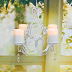 3 in 1 Lighting Chandelier, Metal Wall Sconce Set of 2, Table Centerpiece for Indoor or Outdoor, Chain and Candles Included, White - Image 5
