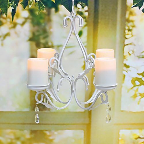 3 in 1 Lighting Chandelier, Metal Wall Sconce Set of 2, Table Centerpiece for Indoor or Outdoor, Chain and Candles Included, White - Image 5