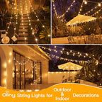 Ollny Outdoor String Lights, 100FT LED Patio Lights Waterproof White Wire - Image 6