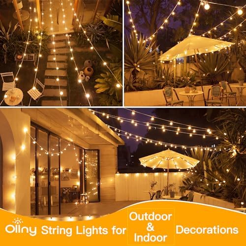 Ollny Outdoor String Lights, 100FT LED Patio Lights Waterproof White Wire - Image 6