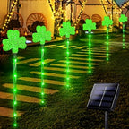 Solar Shamrocks Garden Stake Lights for St. Patrick's Day Decorations Outdoor, 8 Modes Green Lucky Clover Pathway Lights Waterproof St. Patrick's Lights for Yard Lawn Walkway Decor (6 Pack) by ANLTDTC