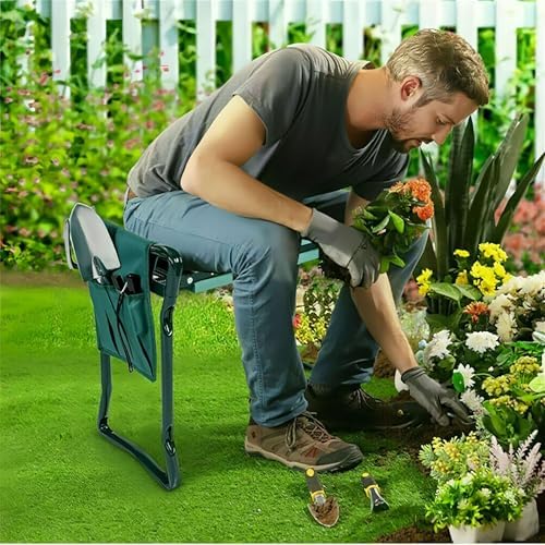 Foldable Garden Kneeler and seat with Gardening Tool Pouches Multi use Bench with Soft Kneeling Pad, Gardening Gifts for Women Men - Image 7