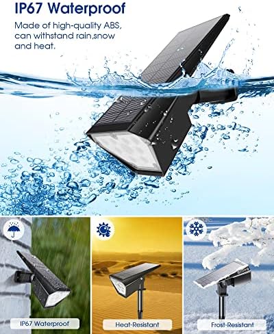 Biling 12 Pack Solar Ground Lights & 4 Pack Solar Spot Lights Outdoor Waterproof for Yard Garden - Image 2