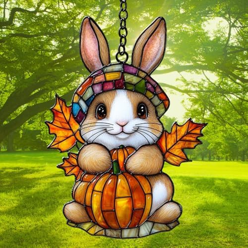 Cute Bunny Autumn Leaves Acrylic Suncatcher - Image 3