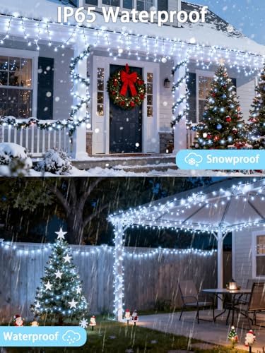 4 Pack 180FT Solar Christmas Lights Outdoor Waterproof, Super Bright 320 LED Solar String Lights with 8 Lighting Modes, Green Wire Solar Twinkle Fairy Lights for Outside Tree Xmas Party(Cool White) - Image 3