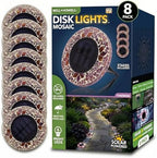 Bell+Howell 8 Pk Mosaic Solar Lights Outdoor LED Disk Pathway Lights, Taupe by BellHowell
