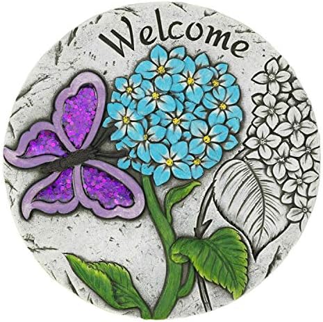 10018542 Welcome Butterfly Garden Stepping Stone, Multicolor by Summerfield+Terrace