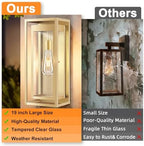 19 Inch Gold Outdoor Wall Light Fixtures, 2 Pack Porch Lights - Image 6