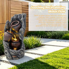 18.7" Resin Cascading Water Fountain Outdoor Indoor with LED Lights - Image 6