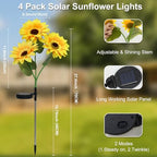 4Pack Sunflower Solar Lights Outdoor Waterproof Stake Light for Pathway - Image 5