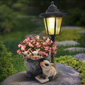 Outdoor Pigs Statues Solar Sculptures with Solar Lights and Flowerpot Funny Garden Decor Animal Figurines Resin Outdoor Statues for Patio Yard Lawn Balcony Gifts by Muzzysse