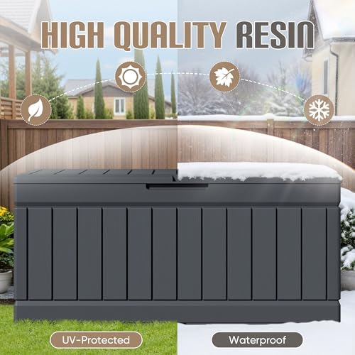 JUMMICO 78 Gallon Deck Box Waterproof Resin Outdoor Storage Box - Image 3