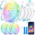 Homly Rechargeable Submersible Pool Lights with Wireless APP Control, Waterproof Underwater Smart LED Lights Controlled Multiple Lighting Modes, 4000mAh Magnets Light for Multi Scene Pool Decoration by HOMLY
