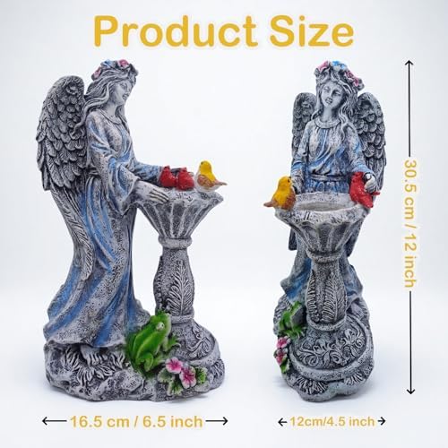 Mrocioa Solar Outdoor Garden Decor Angel Statue Light with Color Changing Birdbath, Waterproof Led Home Decor Figurine Lights for Yard Patio Front Porch, Housewarming Gifts for Easter Spring - Image 6