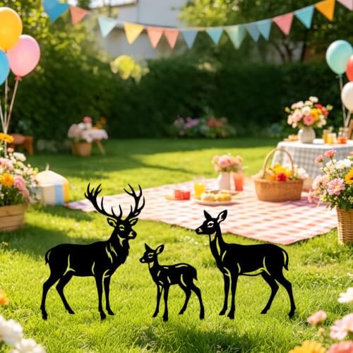 GLOBLELAND 3 Pcs Deer Family Garden Stakes for Yard Art Animals Silhouette Metal Decorative Garden Stakes Metal Yard Statues Signs Decorations for Lawn Patio Yard Decor - Image 5
