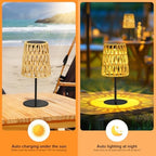 2pcs Outdoor Table Lamp: Rechargeable LED Solar Lantern for Garden Yard, Waterproof Solar Lights Outdoor Cordless Table Rattan Lamp, Small Deck Lamp for Balcony Patio,Gift for Women Mother Days - Image 3