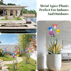 TOMBABY 32.28 Inch Metal Agave Plant Outdoor Decoration Lily Mexican Yard Art Garden Gift Home Decor Hand Painted Metal Agave Garden Yard Statue (2pc, Grass Green) - Image 6