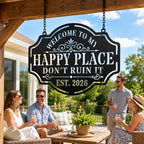 Personalized This Is My Happy Place Don’t Ruin It Metal Sign, Happy Place Metal Wall Art, Vintage Welcome Sign Decor for Home Garden Porch Patio Farm Bar Coffee Wall Decor - Image 4