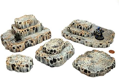 Handmade Stone Gray Rock Stacking Modular Hills Set - Handmade Terrain for Tabletop War Games and TTRPGs by Handmade