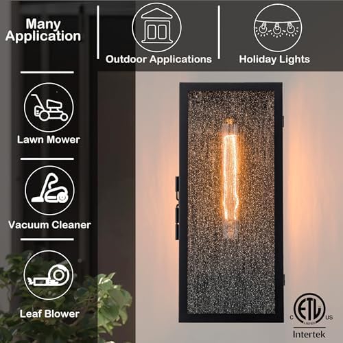 15 Inch Matte Black Outdoor Porch Light with GFCI Outlet - Image 4