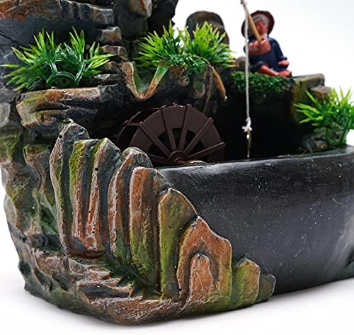 Tabletop Waterfall Fountain, Mini Rockery Fountain with Colorful LED Light, Indoor Resin Desktop Fountain Décor for Home Office, 7.9 x 5.9 x 11.8 Inch - Image 4