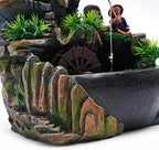 Tabletop Waterfall Fountain, Mini Rockery Fountain with Colorful LED Light, Indoor Resin Desktop Fountain Décor for Home Office, 7.9 x 5.9 x 11.8 Inch - Image 4