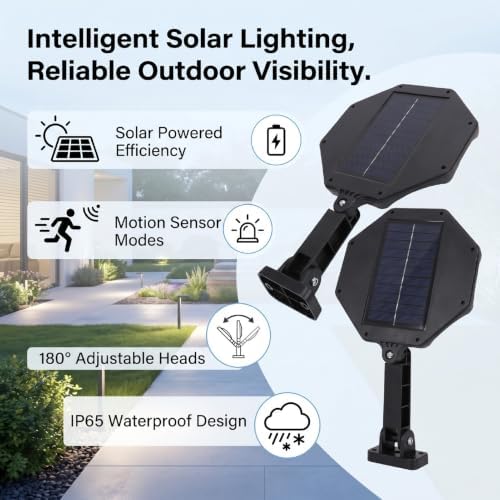 Luocute Solar Lights Outdoor, 3 Modes Motion Sensor Spotlights with 168 LED Beads 6500K for Yard Garden Driveway, Waterproofing Outdoor Lights Solar Powered for Patio Lawn Backyard - Image 3