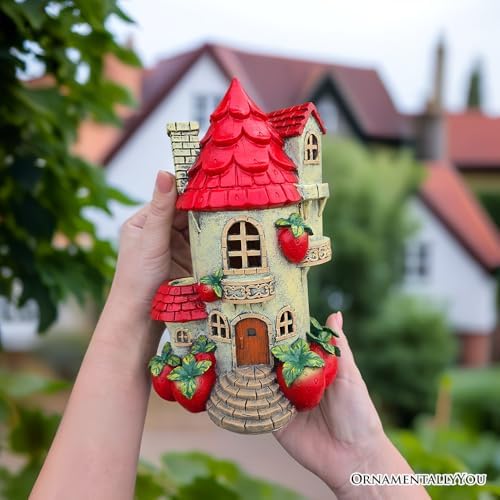 OrnamentallyYou Spring & Summer-Themed Garden Statues – Adorable Outdoor Decor for Lawn, Patio & Porch (Solar Powered Strawberry Fairy Home Garden Statue, 10" Unique Spring Decoration) - Image 5