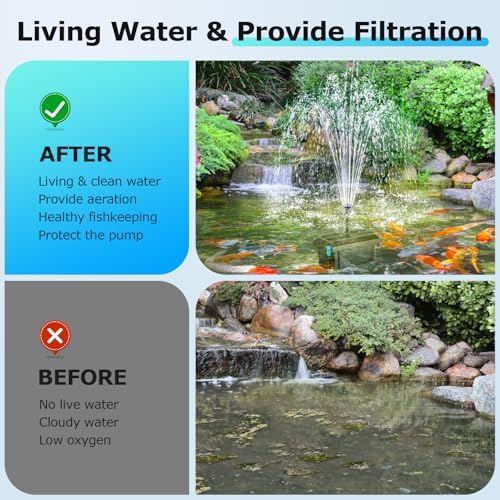 POPOSOAP Solar Pond Filter with Fountain Pump, 20W Solar Powered Water Pump and Pond Filters for Outdoor Ponds Fish Tank Garden Pool Water Feature Waterfall - Image 3