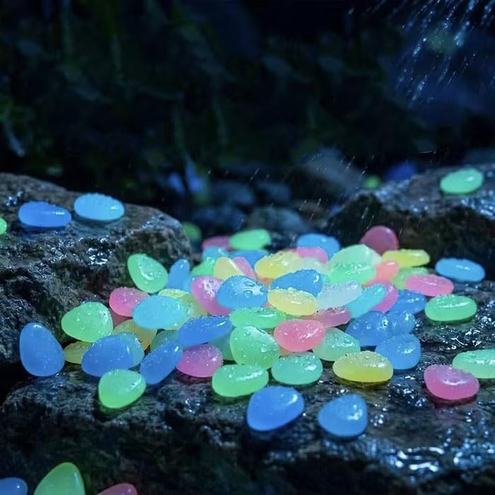 Colorful Glow in the Dark Rocks, Luminous Garden Stones for Landscaping Decor, Aquarium, Outdoor Paths, 200pcs Multi-Color Glowing Pebbles - Image 4