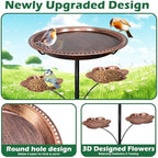 Bird Bath for Outside,Birdbaths with 2 Detachable Flower Feeders - Image 4